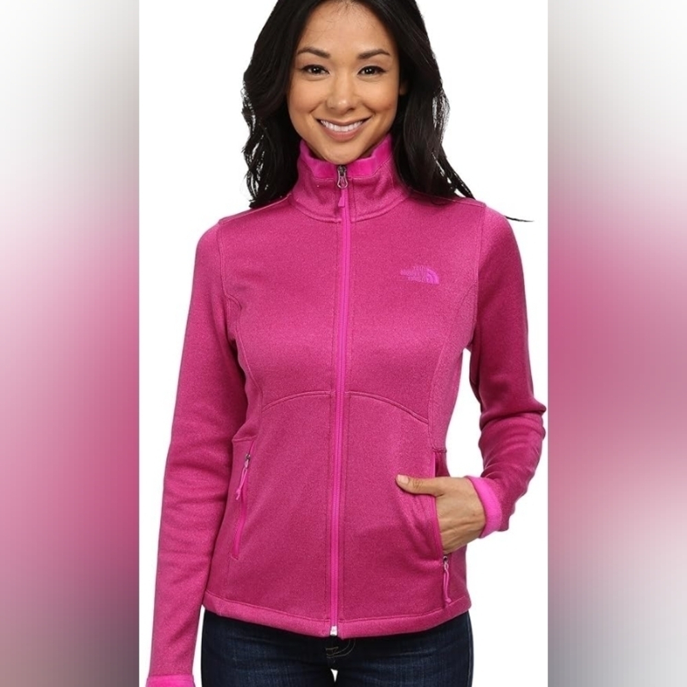 The North Face Agave Fleece Fuschia Full Zip Jacket EUC Women's L Style C656
